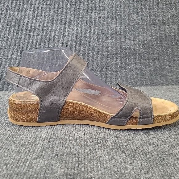 Haflinger Sandals Womens 41 Open Toe Ankle Strappy Wedge Gray Leather 19486 - Picture 8 of 12